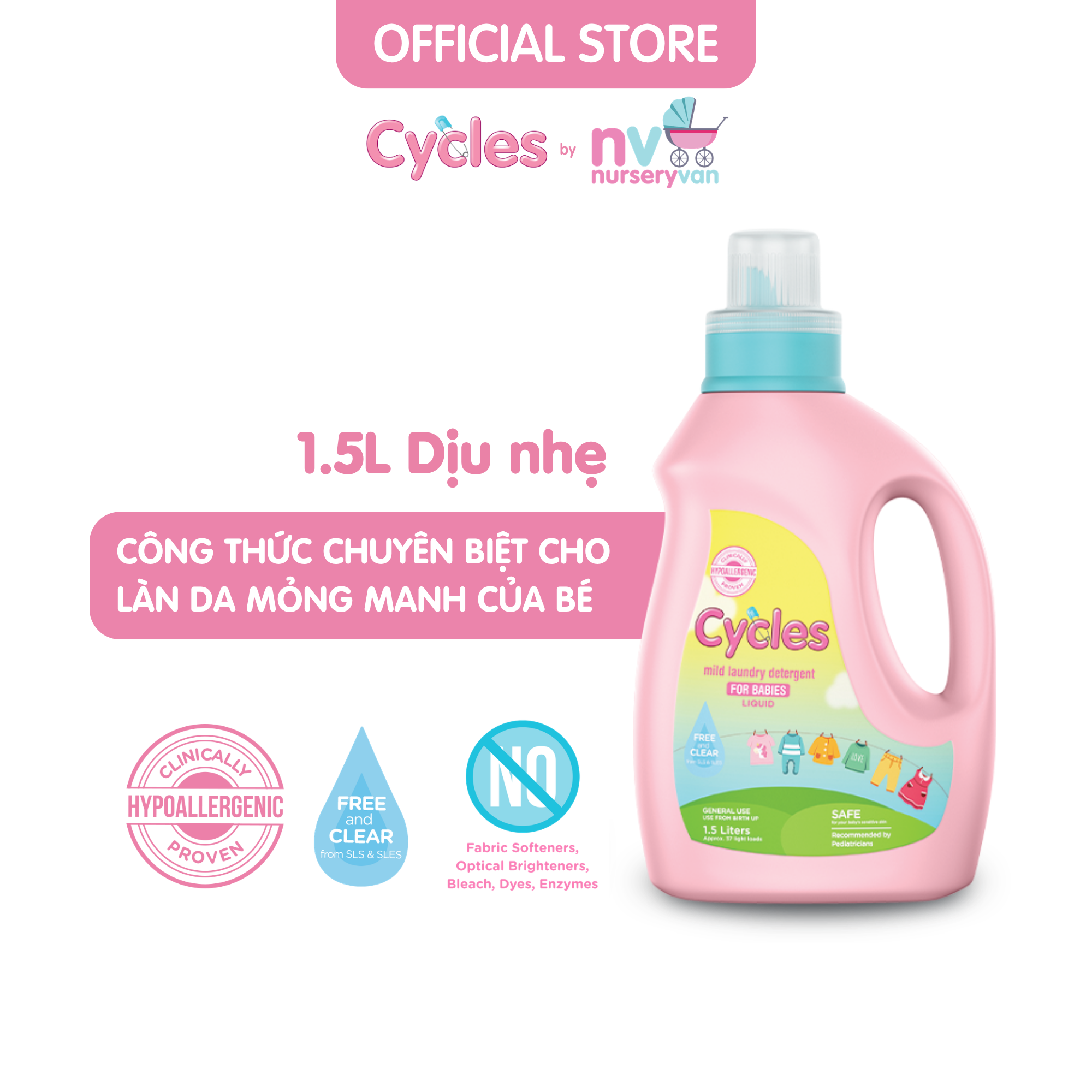 Nước giặt quần áo trẻ em Cycles Can 1.5L